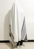 Sjaals Tallit Gebed Sjaal 55x74"140x190cm Israël Zwart Zilver Strepen Gadol Tzitzit voor Wash Iron Gift Bar Mitswa 230925