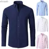 Herrklänningskjortor Nya 2023 Spring and Summer Men's Long-Sleeved Four-Sidedelastic Business Casual Silky Anti-Wrinkle icke-järnvit skjorta S ~ 8xl YQ230926