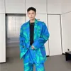 Blazer Gambar Jalanan Personalisasi Musim Gugur untuk Pria Mantel Setelan Pria Korea Temperamen Baru Jaket Dada Tungal Coat Men
