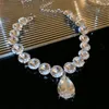 Choker Luxury Big Crystal Necklace For Women Water Drop Pendant Trend Wedding Party Fashion Jewelry Gifts