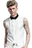 Men's Casual Shirts Fanzhuan Male Fashion Designer Large Size Summer Thin Sleeveless Shirt Slim Fold White 14326