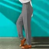 Frauen Hosen Frauen Gerade Koreanische Hohe Taille Plus Größe Elastische Mit Tasche Bein Y2k Hosen Weibliche Büro Tragen Pantalones