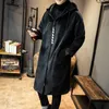 Giacca da uomo in lana MRGB moda invernale in lana tinta unita oversize da uomo casual cappotto caldo streetwear trench lungo maschile con cappuccio