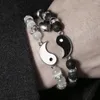 Bedelarmbanden Liefhebbers Paar Yin Yang Armband Set Voor Vrouw Mannen Magneet Hart Bijpassende Stenen Kralen Yoga Tai Chi Sieraden accessoires