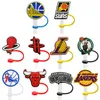 Creative Cartoon Silicone halm cap halms toppar Dust Plug Basketball Straw Charms Accessores Wholesale