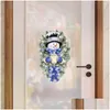 Décorations de Noël Couronne Porte Autocollant Bonhomme de neige Mur Fenêtre Décoration de Noël Navidad DecalChristmas Drop Livraison Maison Jardin Festi Otrbg