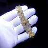 Moda Boguła z koralikami 16 mm mrożona kryształowa kubańska łańcuch łańcucha łańcucha dla kobiet mężczyzn Bling Rhinestone Bransoletki biodra Hip Hop biżuterii 230925