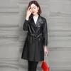 Cappotto da donna in vera pelle di pecora da donna Giacca genuina di media lunghezza Moda coreana Trench Cappotti sottili Chaquetas