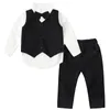Комплекты одежды Jurebecia Костюм для маленьких мальчиков Формальная одежда для малышей Детский жилет из 3 предметов Одежда для джентльменов Комплект из рубашки и брюк с длинными рукавами 230925