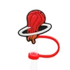 Creative Cartoon Silicone halm cap halms toppar Dust Plug Basketball Straw Charms Accessores Wholesale