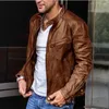 Chaqueta de piel para hombre, abrigo de PU para motocicleta para invierno y otoño, prendas de vestir ajustadas y cálidas, ropa de marca para hombre, ropa de calle de lucha 2023