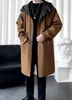 Men's Trench Coats Europe The United States Coat Long Clothes Autumn Winter Plus Fat Handsome Loose Hooded Windproof