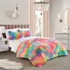 Zestawy pościeli Faux Fur Rainbow Pastel Comberter Zestaw Twin XL pastelowe zestaw łóżka