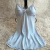 Women's Sleepwear Young Girl Sexy Nightgown With Bow Nightdress Silk Satin Sleeveless Summer Padded MINI Nightwear Home Wear