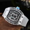 Montre d'arrivée pour hommes montre-bracelet de sport cadran Transparent montres à Quartz bracelet en Silicone 228V