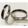 Band Rings 50Pcs Black Enamel 4Mm Sier Stainless Steel Men Women Fashion Finger Ring Wholesale Trendy Jewelry Sale Party Drop Delivery Dhx0C