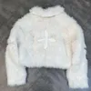 Women's Fur Girl Turn-down Collar Simulation Jacket Autumn/Winter Black Cross Street Faux Short Coat Female Clothes