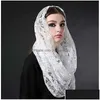 Hijabs Muslim Veil Lace Bridal Veils Black Ivory Accessories 230509 Drop Delivery Fashion Hats Scarves Gloves Wraps Dhjg2