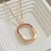 18k Gold Fashion Lock Designer Pendant Necklace Love Cute Pink Crystal Diamond Cross Chain Choker Halsband smycken för festbröllop
