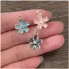 Charms 50Pcs Diy Jewelry Making Accessories Flower Charm Gold Plated 5 Petal Pearl Crystal Floral Pendant For Necklace Earrings Bracel Dhg8N