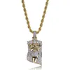 Nieuwe Koper Goud Kleur Plated Iced Out Jesus Gezicht Hanger Ketting Micro Pave CZ Steen Hip Hop Bling Jewelry267O