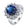 Romantische Solitaire Ringen Imitatie Rhodium Plated Cirkel Mozaïek Blauwe Zirkoon Platte Ring Luxe Elegante Sieraden Bruiloft Voorstellen Gifts249e