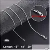 Chains 1Mm 925 Sterling Sier Link Necklaces For Women Pendant Lobster Clasps Rolo Chain Fashion Diy Jewelry Accessories 16 18 20 22 Dr Dhzi4