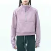 Tenues de yoga LU-99 Femmes Fitness Sweats à capuche Runing Veste Dames Sport Demi-Zip Sweat-shirt épais Lâche Manteau de style court avec trou de pouce en polaire Sportwear11451