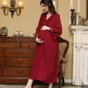 Women's Sleepwear Arab Loose Long Pregnancy Night Dress Spring Muslin Cotton Nightwear Women Nightgown Vintage Sweet V Neck