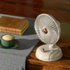Retro Mini Fan Type-C ładowna przenośna wentylator oscylacyjny stół głowicy Mute Handheld Silent Cooling Fan Fan Air Cooler na zewnątrz