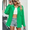 Blusas femininas primavera plissado algodão blusa feminina 2023 elegante básico doces cores camisa botão verde até manga longa topos blusas