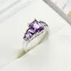 LuckyShine 925 Silver Purple Crystal Zircon Square for Women Rings Party Jewelry Gifts 6- 10#287W