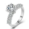 Round Cut DEF VVS Moissanite Engagement Ring In Silver 10K 14K 18K solid gold wedding ring with 3 sides paved stones