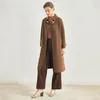 Laine pour hommes, commande coréenne, couleur citrouille, Double manteau fait à la main, bouton en bois féminin avec