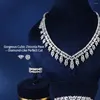 Collana orecchini set gioielli arabi lusso placcato rodio gioielli pietra preziosa zircone cubico matrimonio nuziale per donna
