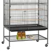 Cages à oiseaux Smvp Métal 52" Grande cage roulante avec 3 perchoirs 4 mangeoires et étagère de rangement Noir 230925