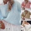 Women's Sweaters Women Lantern Long Sleeve O-Neck Sweater Fuzzy Pullover Top Chunky Knit Solid Color Oversize Loose