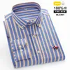Men's Dress Shirts Men Pure Cotton Oxford Long Sleeve Shirt Plaid Stripe Business Casual Classic Breathable Men Pocket Button Workwear Shirt S-7XL YQ230926