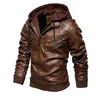 Мужская меховая зимняя модная мотоциклетная кожаная куртка, мужские облегающие куртки из искусственной кожи с косой молнией, осенние мужские байкерские пальто, теплая уличная одежда