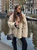 Giacche da donna Moda Streetwear Cappotti caldi per le donne 2023 O-Collo Manica lunga Bottone in corno Capispalla in pelliccia sintetica Autunno Inverno Giacca femminile