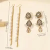 Stud Earrings Boho Water Drop Long Link Headdress For Women Luxury Crystal Flowers Pearl Tassel Wedding Jewelry