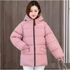 Mulheres para baixo jaqueta de inverno 2023 grosso quente algodão casaco curto básico outwear solto feminino com capuz parkas XL-8XL