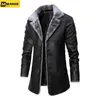 Men's Leather Faux Classic leather jacket for men Winter plussize long warm fur One Parka with fleece thickened windproof PU coat chaquetas hombre 230925