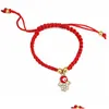 Charm Bracelets Evil Turkish Eye Lucky Hand Braided Red Thread String Bracelet For Women Men Rope Adjustable Friendship Jewelry Gifts Dhjtw