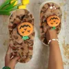 Slippers 2023 Halloween Pompoen Voor Vrouwen Mannen Liefhebbers Herfst Winter Warm Pluche Open Teen Thuis Indoor Platte Schoenen Plus Size