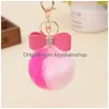 Sleutelhangers Pluizige Pom Sleutelhangers Nep Konijnenbont Strass Ketting Boog-Knoop Pompom Sleutelhanger Houder Dames Auto Charme Tas Geschenken Drop Delivery Dhokc