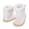 Boots BeQeuewll Infant Winter Snow Bow Decorated Warm Baby First Walker Shoes For Christmas Shower