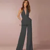 Dames Jumpsuits Rompertjes Jumpsuit Dames 2022 Sexy Polyester Wit Ruglooze Wijde Pijpen Broeken Kleding Mouwloos Elegant Dames Zomer Overalls Rompertjes L230926