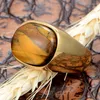 Cluster Rings Natural Onyx Tiger Eye Big Turkish For Men Vintage Gold/Silver Color Stainless Steel Oval Ring Fashion Jewelry