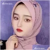 Hijabs gaze capa costura em torno do lenço moda borda dura volta hijab muçulmano véus de noiva acessórios 230509 gota entrega chapéus sc dhchl